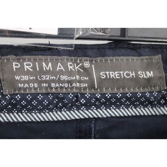 PRIMARK STRETCH SLIM BUTTON FLY CHINO SLATE BLUE Pants for Men-W38 X L32 NWT - Picture 6 of 7